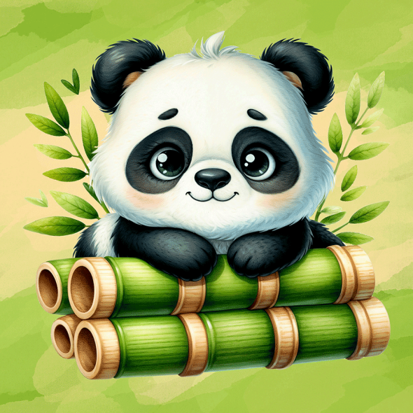 Полотно ґрунтоване з контуром, 20х20, „Cute Panda“, бавовна, дрібне зерно, на основі ХДФ, Arteo