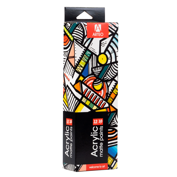Набір акрилових фарб Geometric, матовий, 12x10мл, Arteo