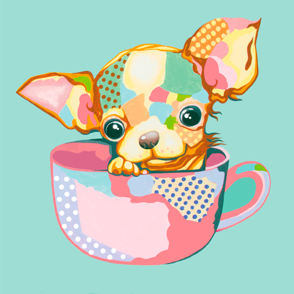 Полотно ґрунтоване з контуром, 20х20, „Pop Art Puppy“, бавовна, дрібне зерно, на основі ХДФ, Arteo