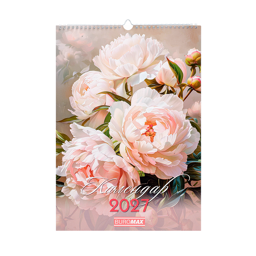 Календар настінний 2027 р., А3, 1 пружина, Flowers, BM.210604
