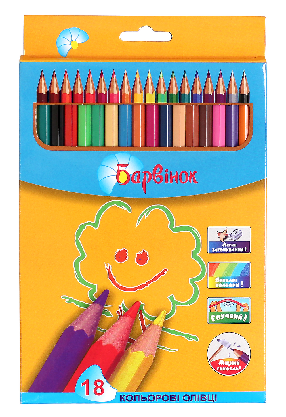 Олівці кольорові, 18 кол., 5-203/4, Барвінок Олівці кольорові, 18 кол., 5-203/4, Барвінок