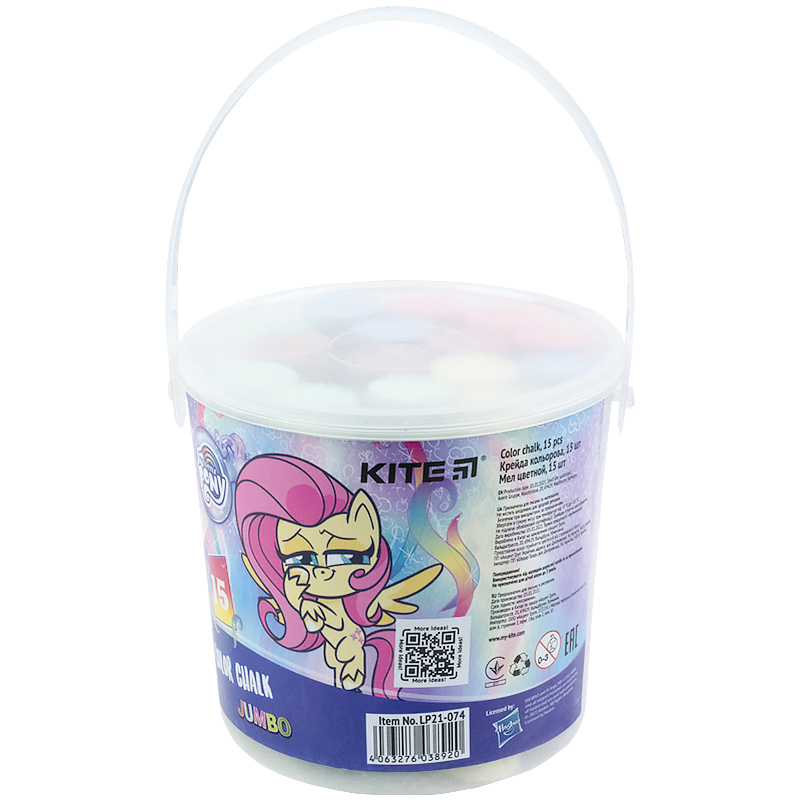 Крейда кольорова Jumbo, 15 шт. у відерці My Little Pony LP21-074 Kite