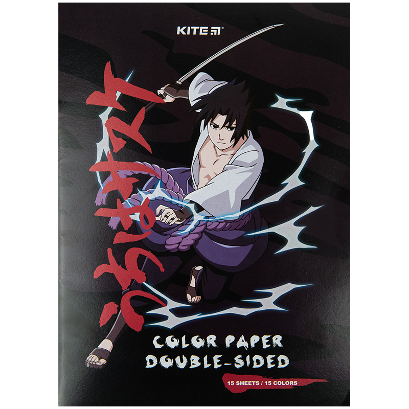 Папір кольоровий двостор. (15арк/15кол), А4 Naruto NR23-250 Kite