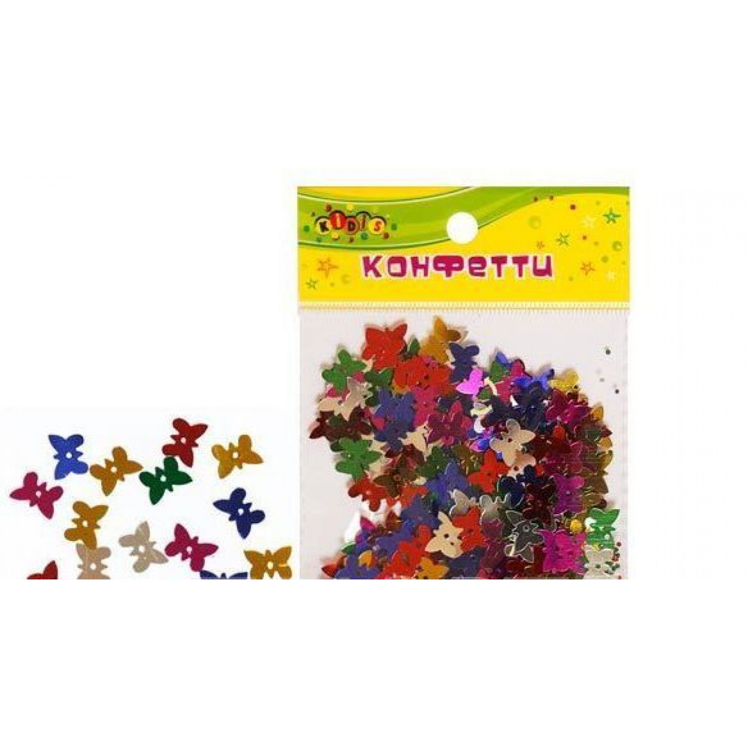 Декоративні метелики, що блищать 8*11 мм, 10гр мікс кольорів Kidis 8860