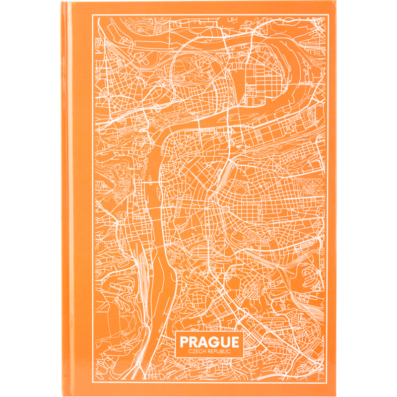Книга записна А4, 96арк., кліт., тверда обкл., Maps Prague, персиковий 8422-542-A