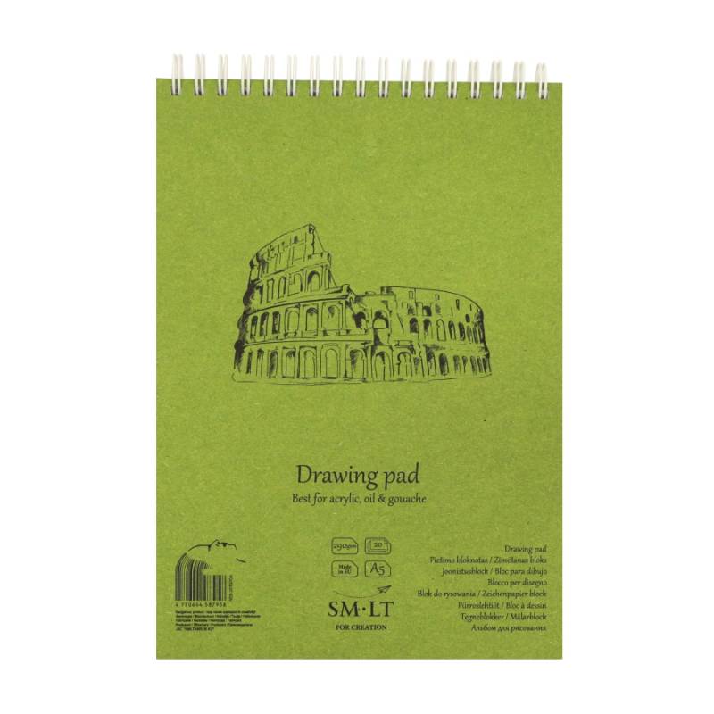Альбом для акрилу та олії на спіралі AUTHENTIC (DRAWING) А5, 290г/м2, 20л, білий папір, Smiltainis