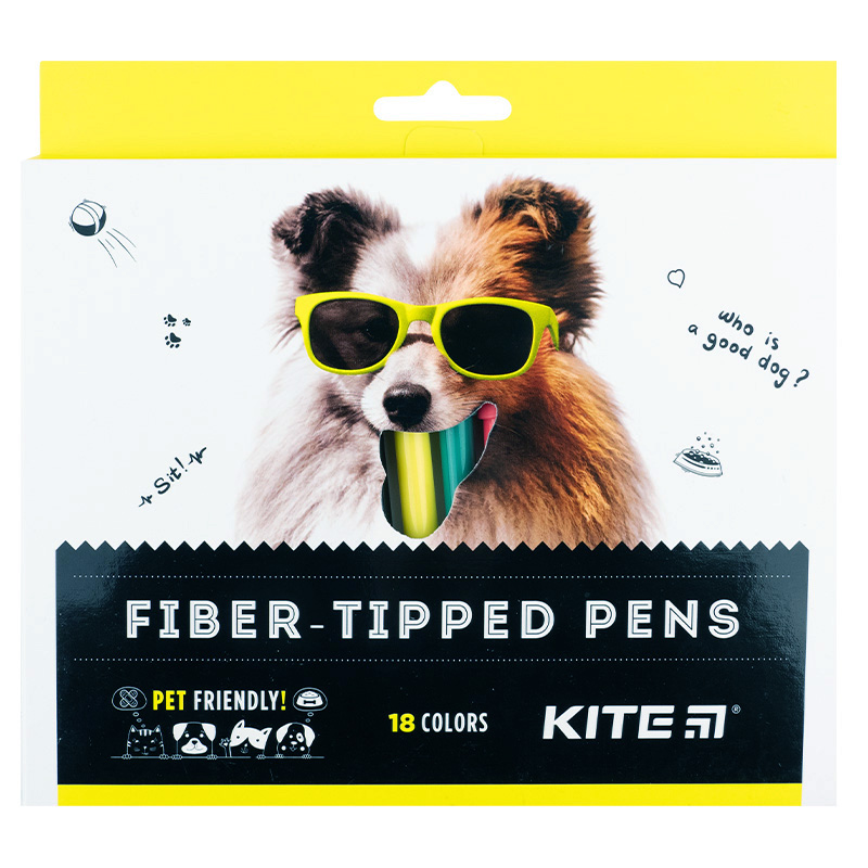 Фломастери, набiр 18 шт., Kite Dogs K22-448 Kite (термін)