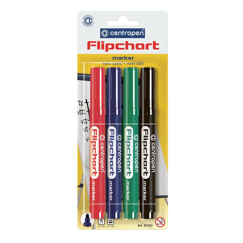 Маркер Flipchart 8550/04, набір 4 шт. (блістер), Centropen
