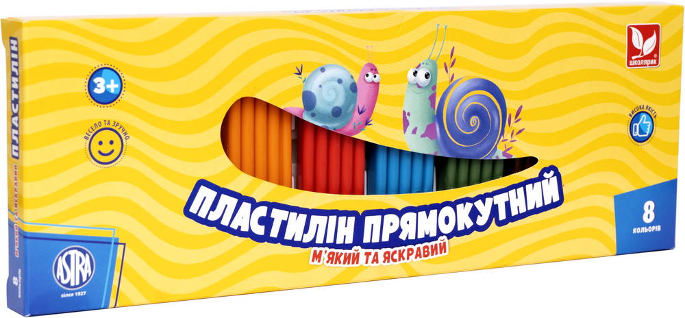 Пластилін прямокутний 8 кольорів 303116002-UA Школярик