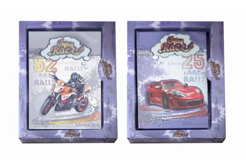 Блокнот А6 лінія, з глітером у тонкій коробці, серія Crazy race 6040 Kidis