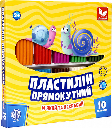 Пластилін прямокутний 10 кольорів 303116003-UA Школярик