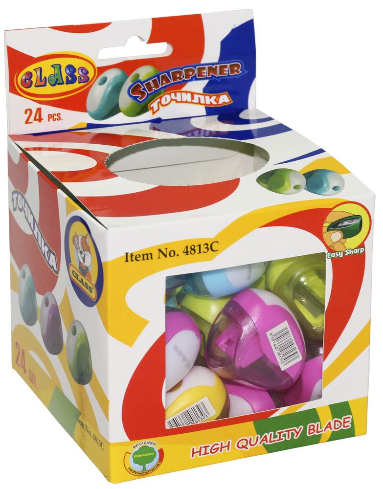 Точилка з контейнером BICOLOR, 4кол асорті, в дисплеї, 4813С, Class