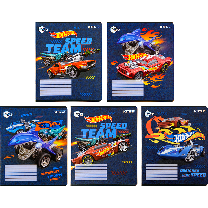 Зошит 12 арк., лінія, гібр. лак + УФ лак, Hot Wheels HW22-234 Kite