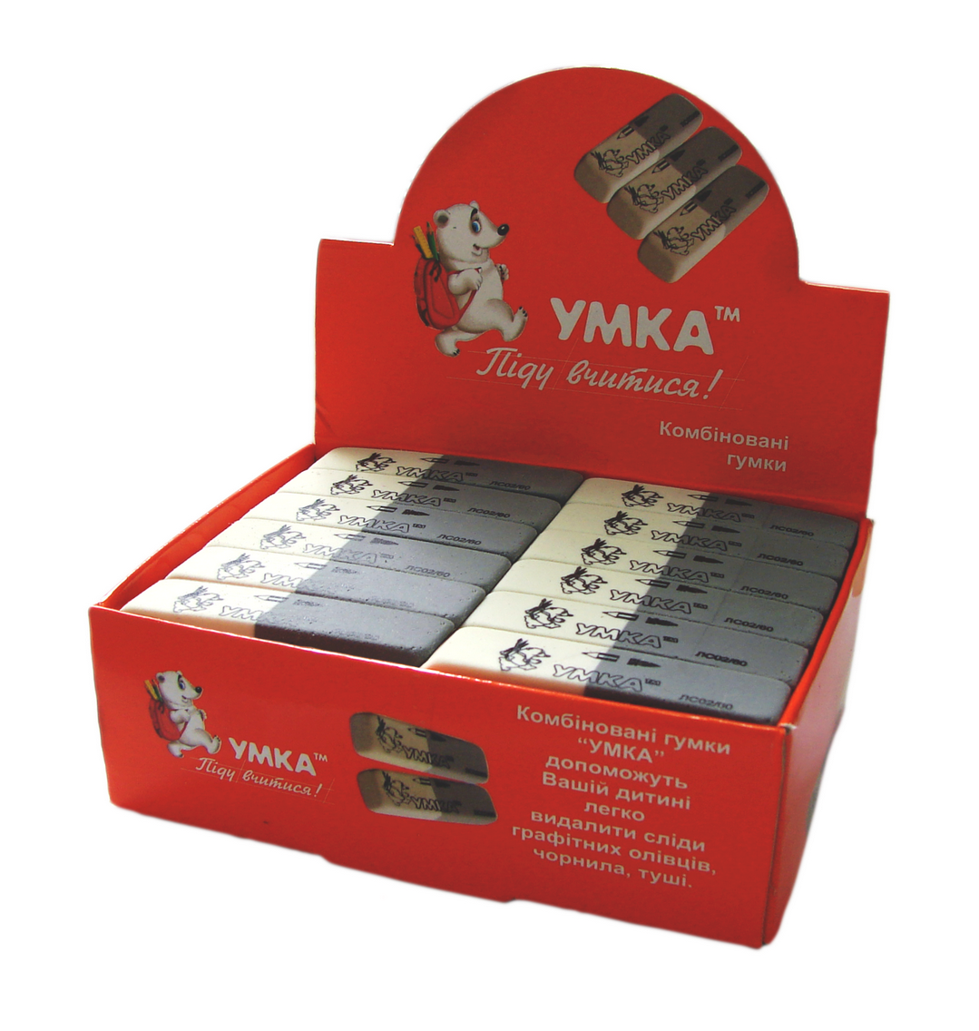 Гумка для стирання комбінована, ЛС02/60, Умка Гумка для стирання комбінована, ЛС02/60, Умка