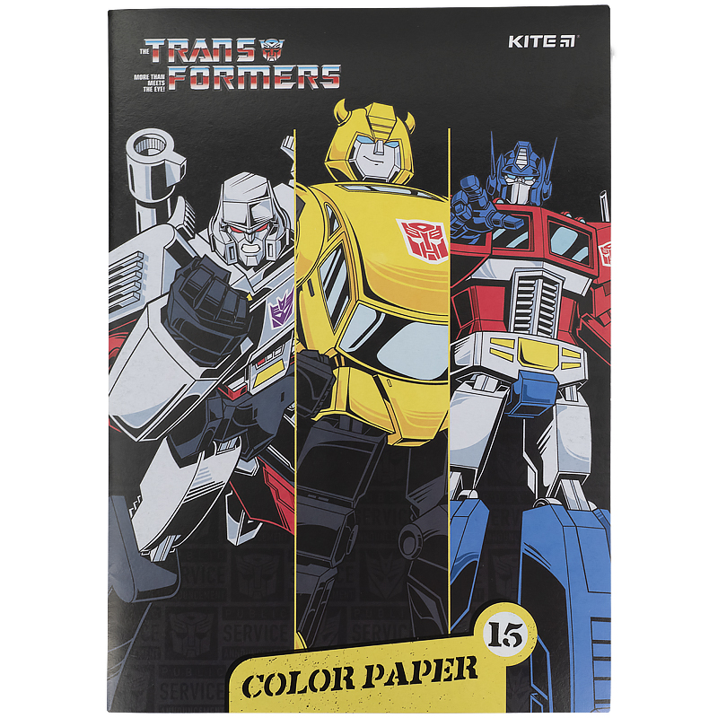 Папір кольоровий двостор. (15арк/15кол), А4 Transformers TF21-250 Kite