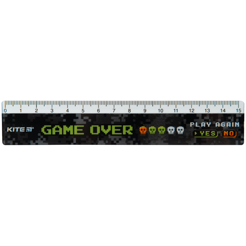 Лінійка пластикова, 15см. Game over K23-090-1 Kite