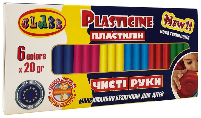 Пластилін Чисті руки MAXI 6кол.*20гр., стек, ECO, 7643С, Class