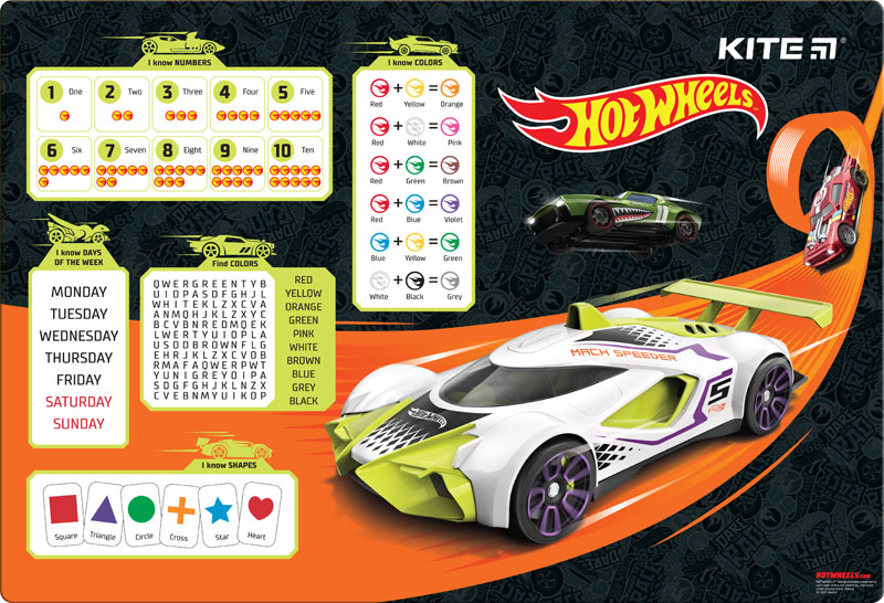 Підкладка настільна, 42,5*29см. PP Hot Wheels HW23-207 Kite