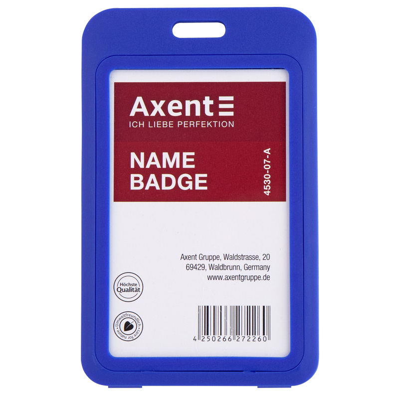  Бейдж вертикальний, PP, синій, 4530 (50х84мм)