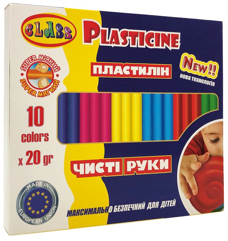 Пластилін Чисті руки MAXI 10кол.*20гр., стек, ECO, 7645С, Class