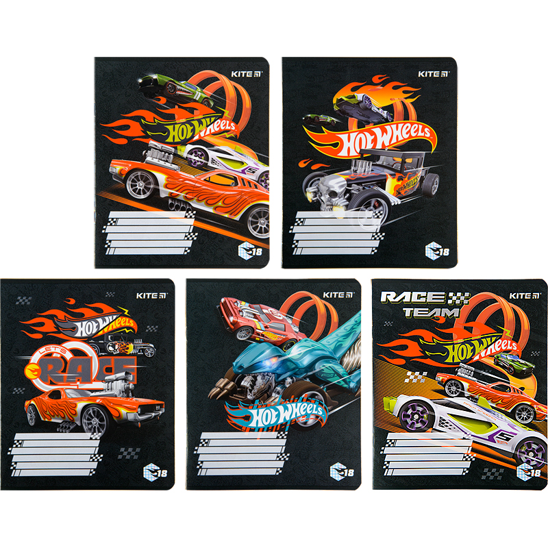 Зошит 18 арк., клітинка, гібр. лак + УФ лак, Hot Wheels HW22-236 Kite