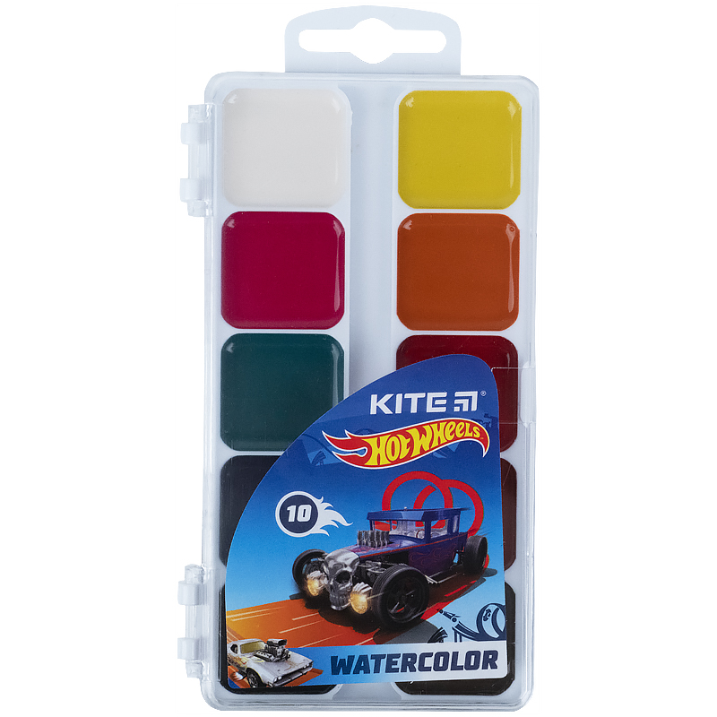 Фарби акварельні, б/п, 10 кол. Hot Wheels HW21-060 Kite