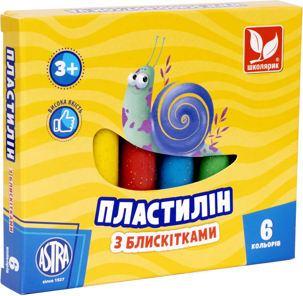 Пластилін круглий восковий з блискітками 6 кольорів 303109001-UA Школярик