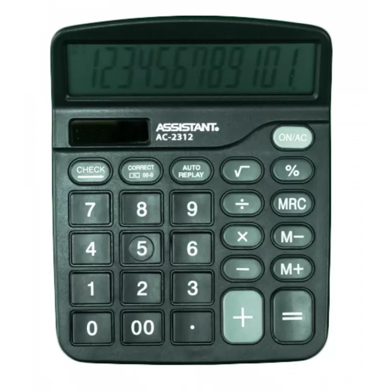 Калькулятор настільний, 12 розрядів, AC-2312, Assistant (black)